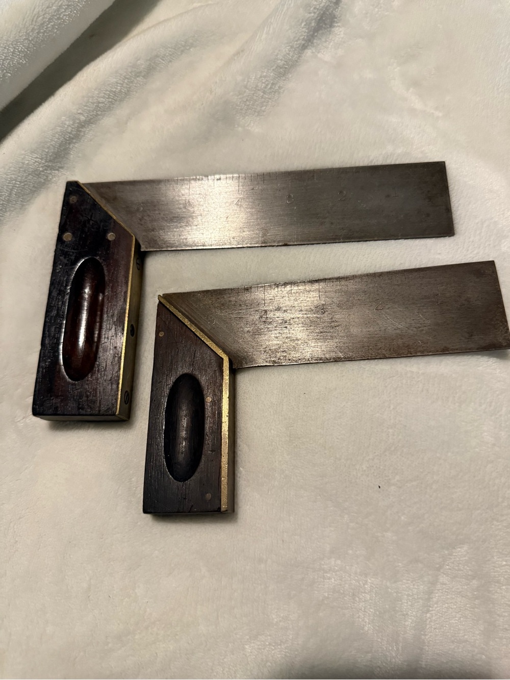 Stanley Dark Wood & Brass Carpenter's Try Squares - Pair